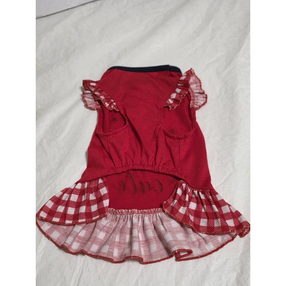 Red, White, Cute Dog Dress Size Small